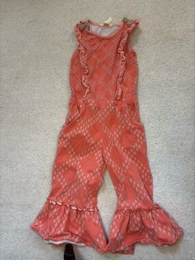 Matilda Jane Coral Diamond Ruffle Knit Jumpsuit